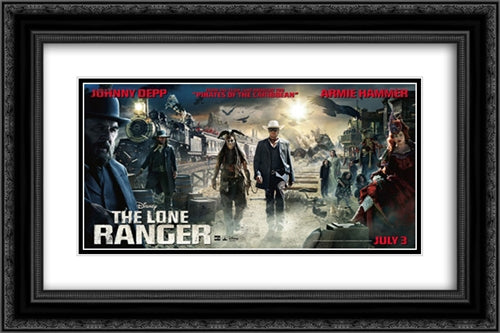 The Lone Ranger 24x16 Black Ornate Wood Framed Movie Poster with Double Matting