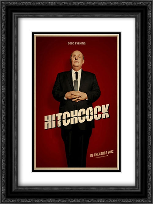 Hitchcock 18x24 Black Ornate Wood Framed Movie Poster with Double Matting