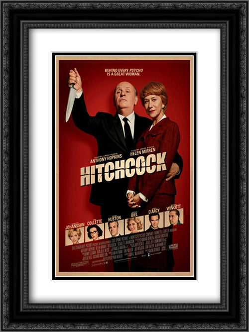Hitchcock 18x24 Black Ornate Wood Framed Movie Poster with Double Matting