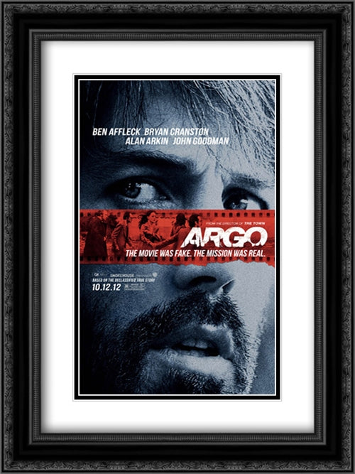 Argo 18x24 Black Ornate Wood Framed Movie Poster with Double Matting