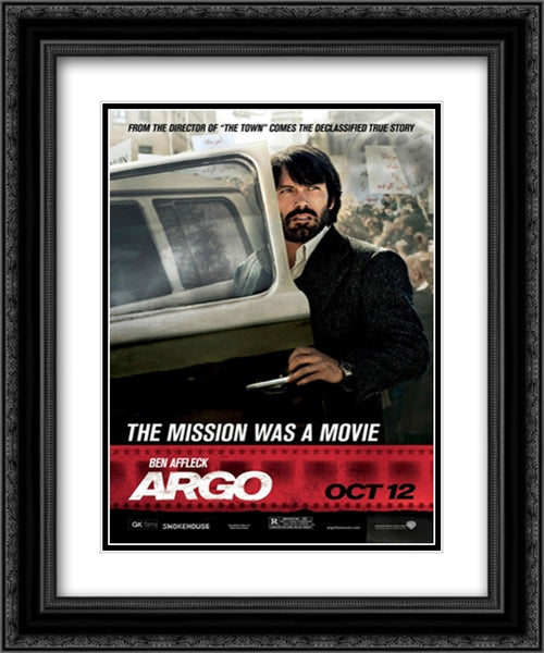 Argo 20x24 Black Ornate Wood Framed Movie Poster with Double Matting