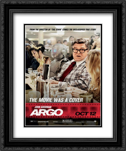 Argo 20x24 Black Ornate Wood Framed Movie Poster with Double Matting