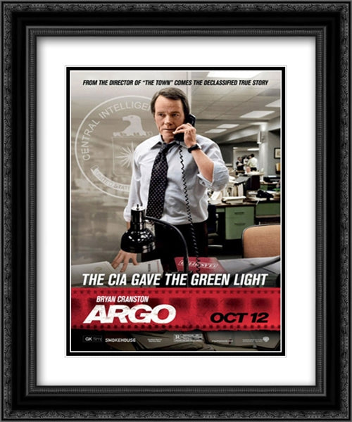 Argo 20x24 Black Ornate Wood Framed Movie Poster with Double Matting