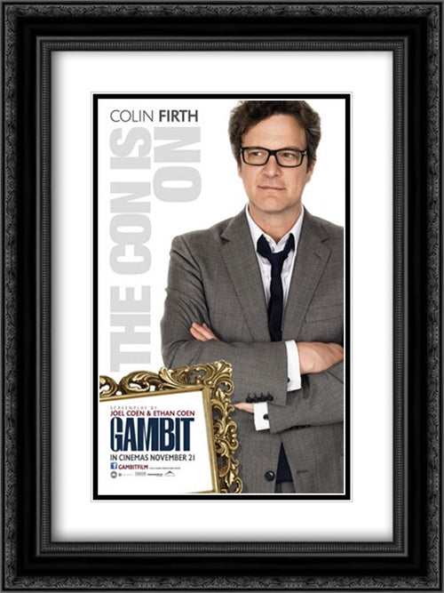 Gambit (2012) 18x24 Black Ornate Wood Framed Movie Poster with Double Matting
