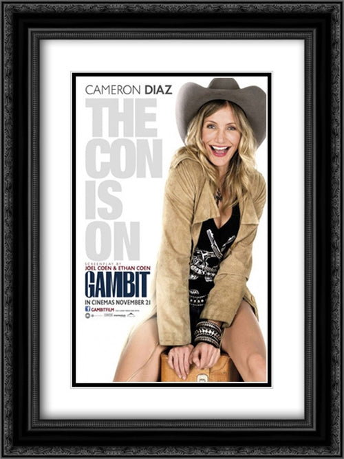 Gambit (2012) 18x24 Black Ornate Wood Framed Movie Poster with Double Matting
