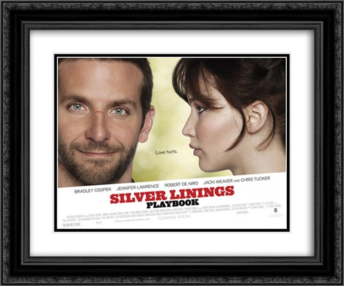 Silver Linings Playbook 24x20 Black Ornate Wood Framed Movie Poster with Double Matting