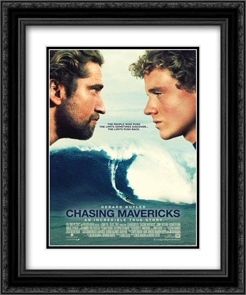 Chasing Mavericks 20x24 Black Ornate Wood Framed Movie Poster with Double Matting