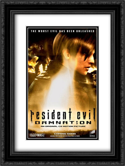 Resident Evil: Damnation 18x24 Black Ornate Wood Framed Movie Poster with Double Matting