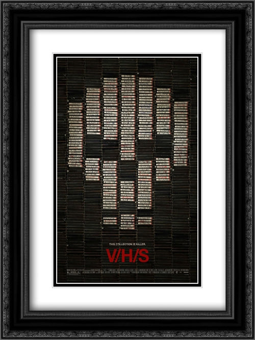 VHS 18x24 Black Ornate Wood Framed Movie Poster with Double Matting