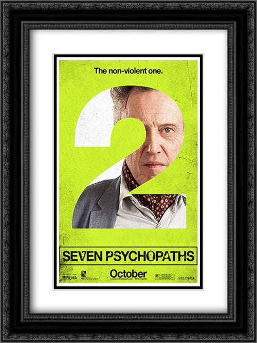 Seven Psychopaths 18x24 Black Ornate Wood Framed Movie Poster with Double Matting