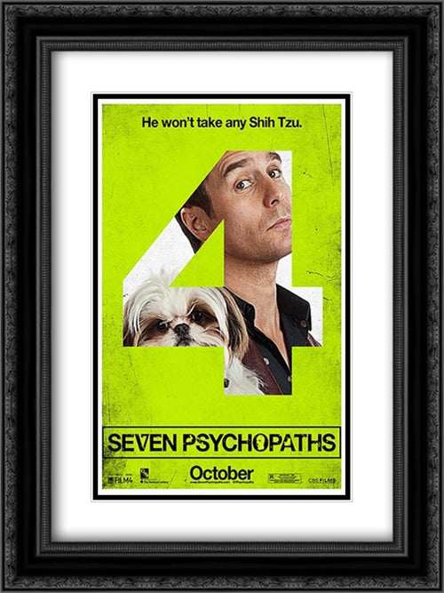 Seven Psychopaths 18x24 Black Ornate Wood Framed Movie Poster with Double Matting