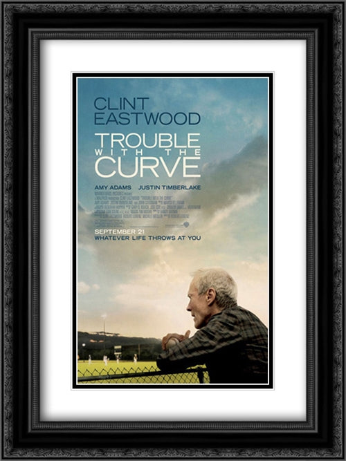 Trouble With The Curve 18x24 Black Ornate Wood Framed Movie Poster with Double Matting