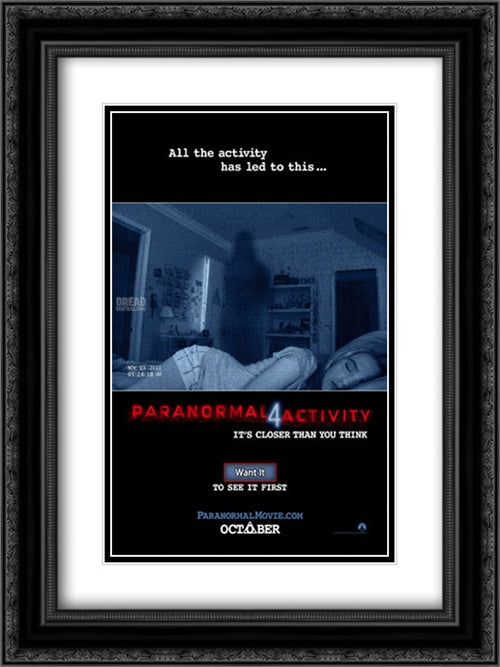 Paranormal Activity 4 18x24 Black Ornate Wood Framed Movie Poster with Double Matting