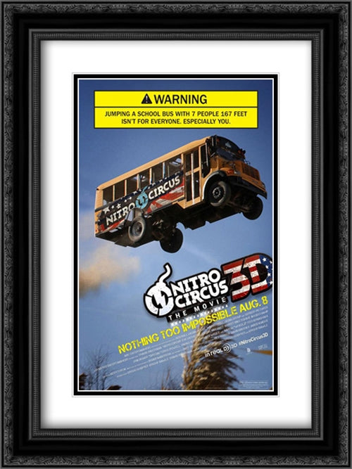 Nitro Circus: The Movie 3D 18x24 Black Ornate Wood Framed Movie Poster with Double Matting