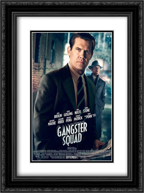 Gangster Squad 18x24 Black Ornate Wood Framed Movie Poster with Double Matting