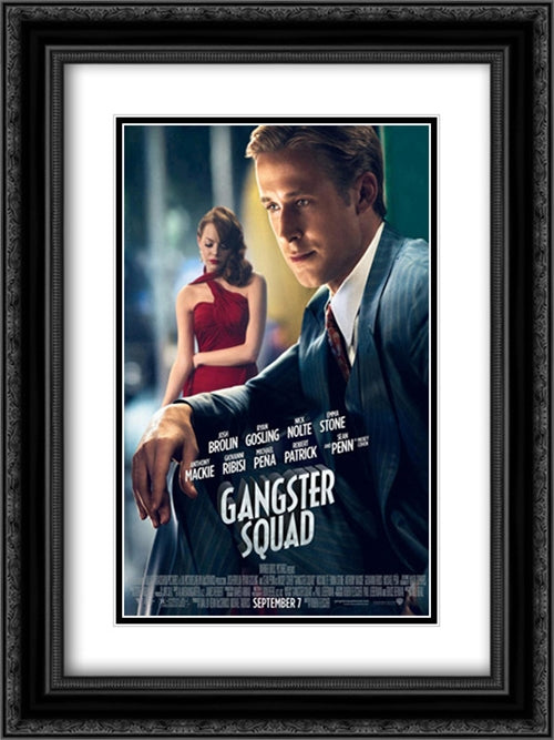 Gangster Squad 18x24 Black Ornate Wood Framed Movie Poster with Double Matting