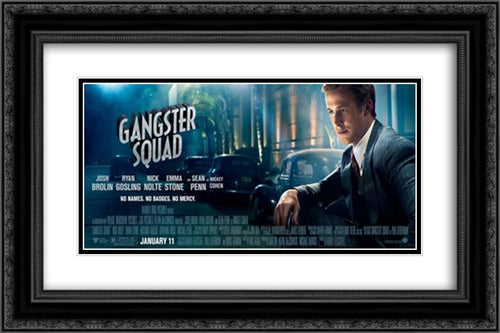 Gangster Squad 24x16 Black Ornate Wood Framed Movie Poster with Double Matting