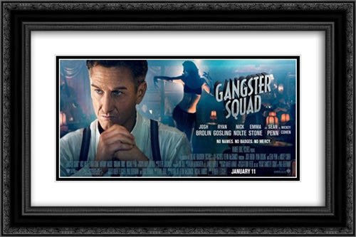Gangster Squad 24x16 Black Ornate Wood Framed Movie Poster with Double Matting