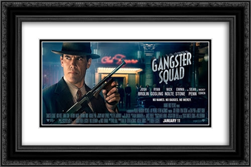 Gangster Squad 24x16 Black Ornate Wood Framed Movie Poster with Double Matting