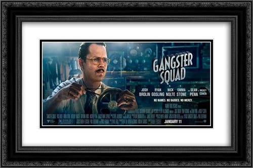 Gangster Squad 24x16 Black Ornate Wood Framed Movie Poster with Double Matting