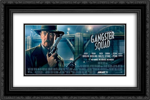 Gangster Squad 24x16 Black Ornate Wood Framed Movie Poster with Double Matting