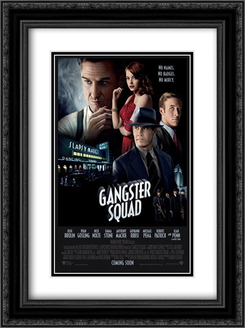 Gangster Squad 18x24 Black Ornate Wood Framed Movie Poster with Double Matting