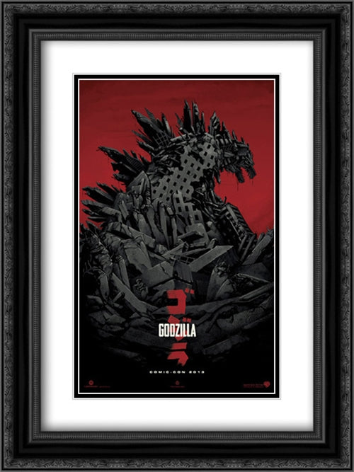 Godzilla 18x24 Black Ornate Wood Framed Movie Poster with Double Matting