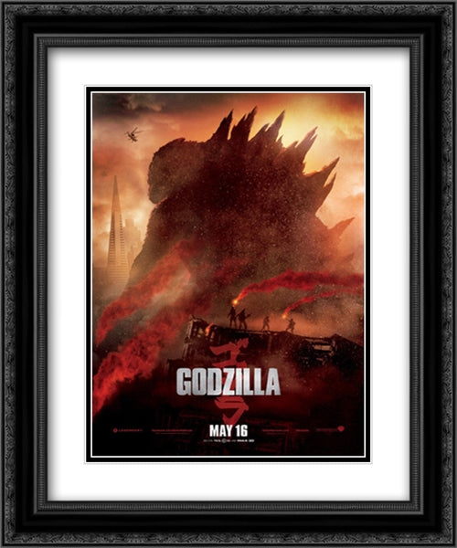 Godzilla 20x24 Black Ornate Wood Framed Movie Poster with Double Matting