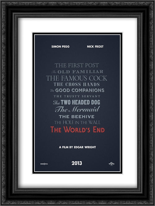 The World's End 18x24 Black Ornate Wood Framed Movie Poster with Double Matting