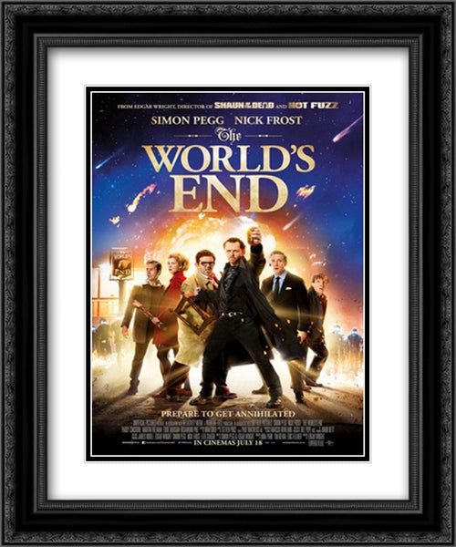 The World's End 20x24 Black Ornate Wood Framed Movie Poster with Double Matting
