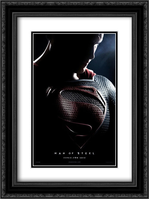 Man of Steel 18x24 Black Ornate Wood Framed Movie Poster with Double Matting