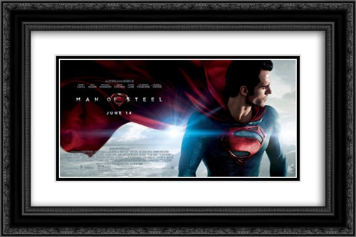 Man of Steel 24x16 Black Ornate Wood Framed Movie Poster with Double Matting