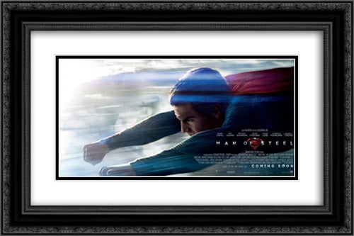 Man of Steel 24x16 Black Ornate Wood Framed Movie Poster with Double Matting