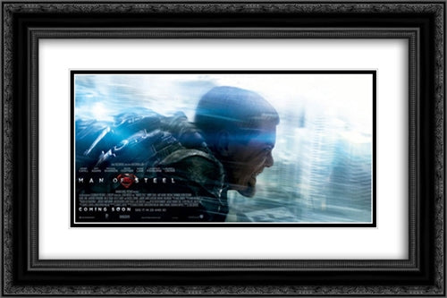 Man of Steel 24x16 Black Ornate Wood Framed Movie Poster with Double Matting