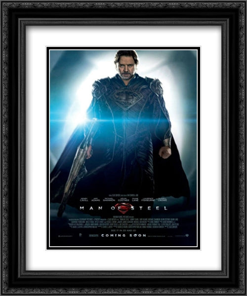 Man of Steel 20x24 Black Ornate Wood Framed Movie Poster with Double Matting