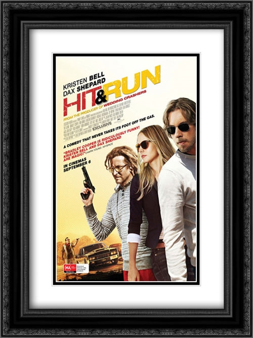 Hit and Run 18x24 Black Ornate Wood Framed Movie Poster with Double Matting