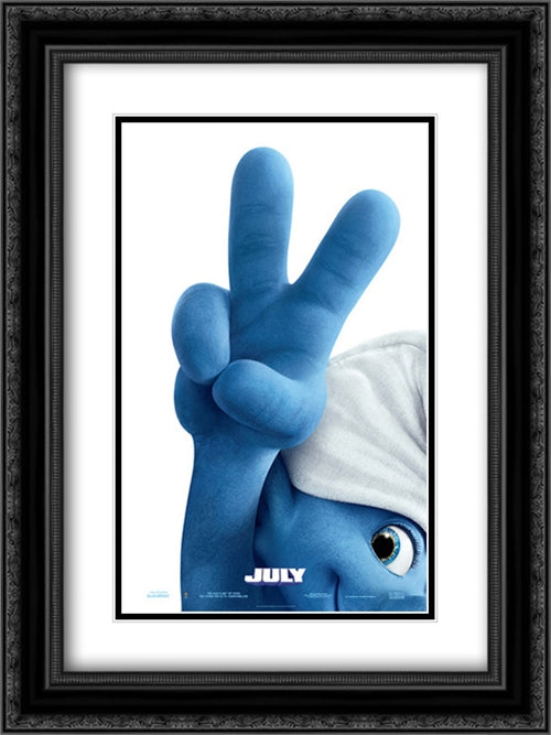 The Smurfs 2 18x24 Black Ornate Wood Framed Movie Poster with Double Matting