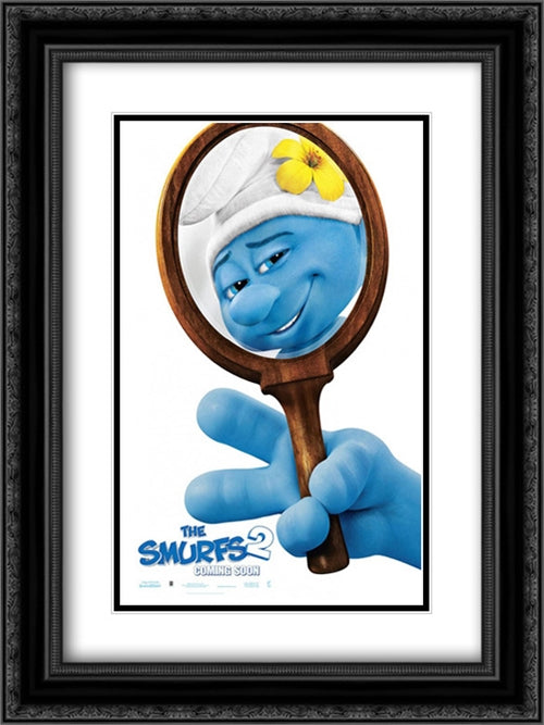 The Smurfs 2 18x24 Black Ornate Wood Framed Movie Poster with Double Matting