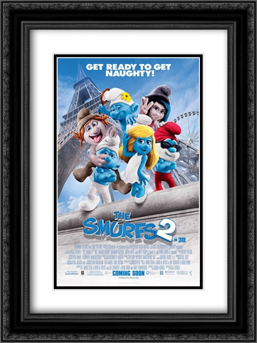 The Smurfs 2 18x24 Black Ornate Wood Framed Movie Poster with Double Matting
