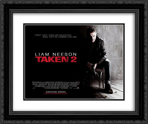 Taken 2 24x20 Black Ornate Wood Framed Movie Poster with Double Matting