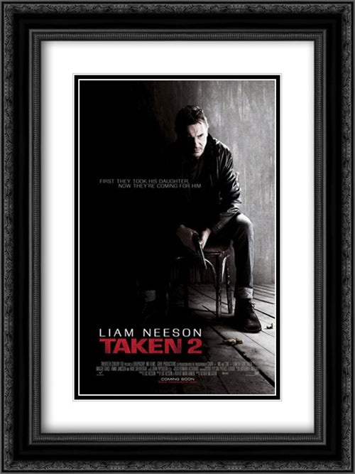 Taken 2 18x24 Black Ornate Wood Framed Movie Poster with Double Matting