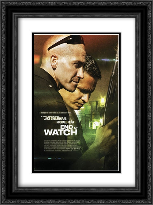 End of Watch 18x24 Black Ornate Wood Framed Movie Poster with Double Matting