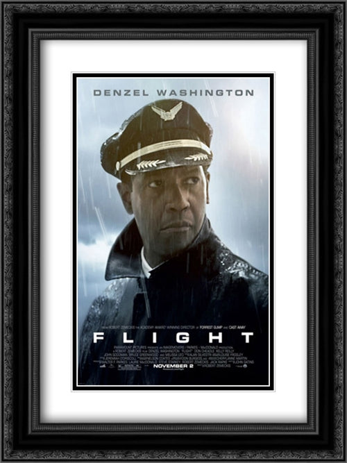 Flight 18x24 Black Ornate Wood Framed Movie Poster with Double Matting