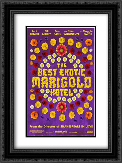 The Best Exotic Marigold Hotel 18x24 Black Ornate Wood Framed Movie Poster with Double Matting