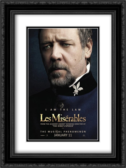 Les Miserables 18x24 Black Ornate Wood Framed Movie Poster with Double Matting