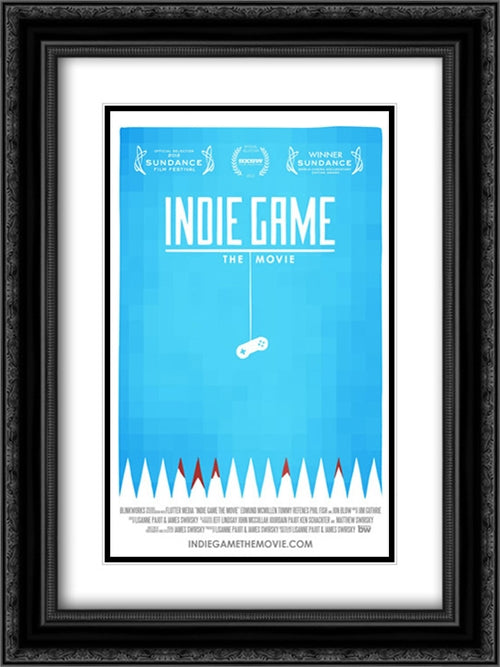 Indie Game: The Movie 18x24 Black Ornate Wood Framed Movie Poster with Double Matting