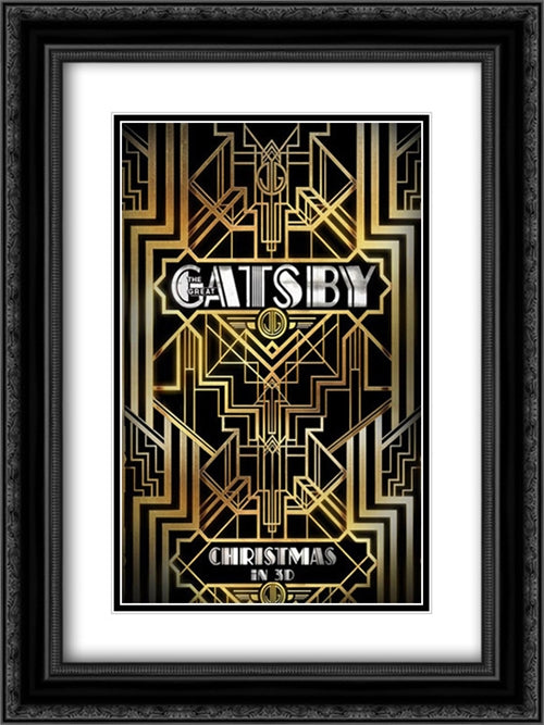 The Great Gatsby 18x24 Black Ornate Wood Framed Movie Poster with Double Matting