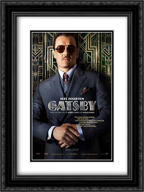 The Great Gatsby 18x24 Black Ornate Wood Framed Movie Poster with Double Matting