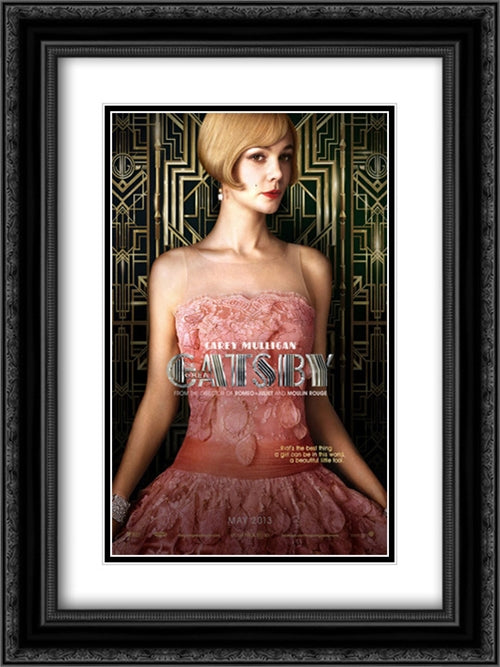 The Great Gatsby 18x24 Black Ornate Wood Framed Movie Poster with Double Matting