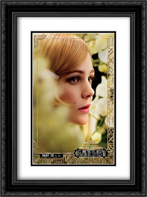 The Great Gatsby 18x24 Black Ornate Wood Framed Movie Poster with Double Matting